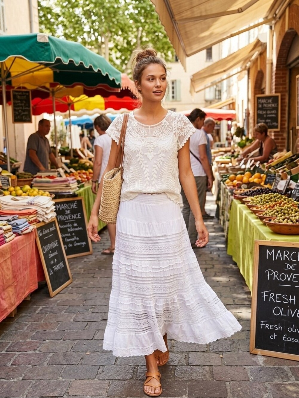 NEW Long White Lace Skirt Medium